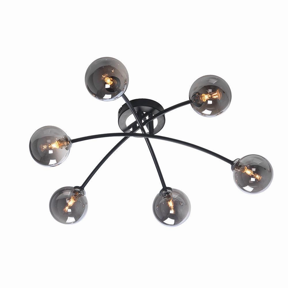 Oaks Marne 6 Light Black Semi-Flush Ceiling Light white ceiling lamp