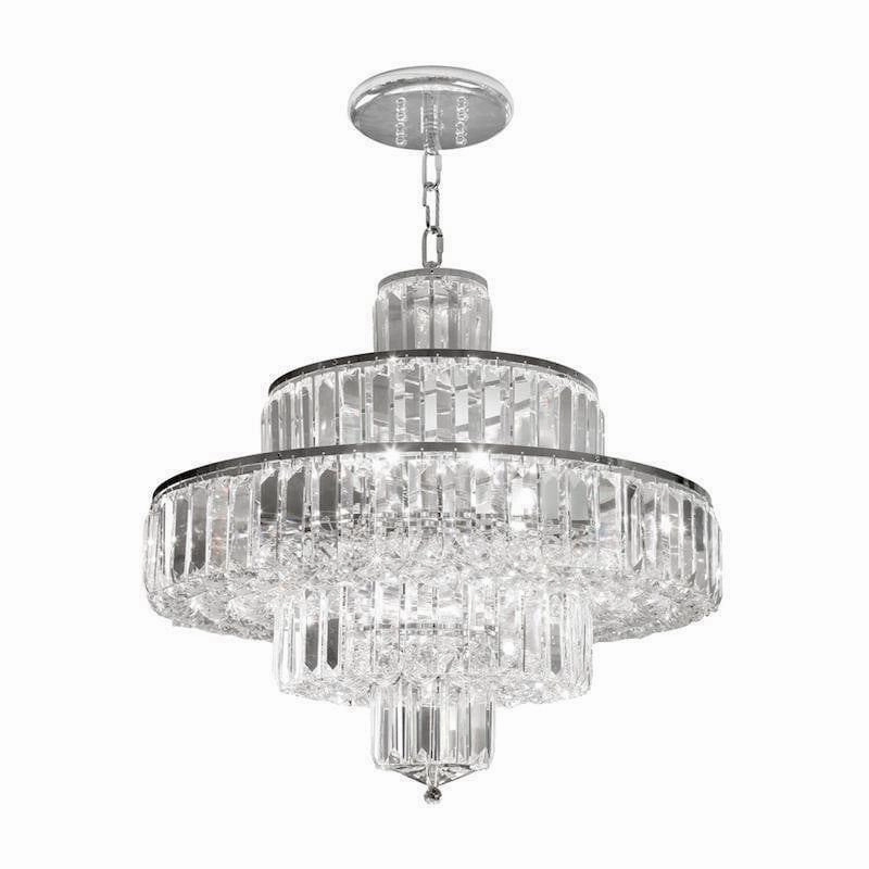 Oaks Telfs 16 Light Chrome & Crystal Ceiling Pendant soft glow ceiling light