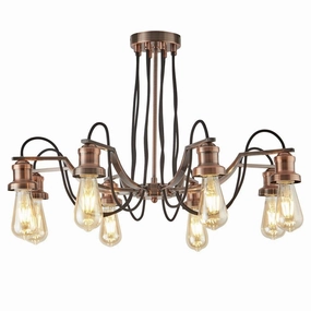 Olivia 8 Light Copper Pendant Ceiling Light - Braided Cable soft glow ceiling light
