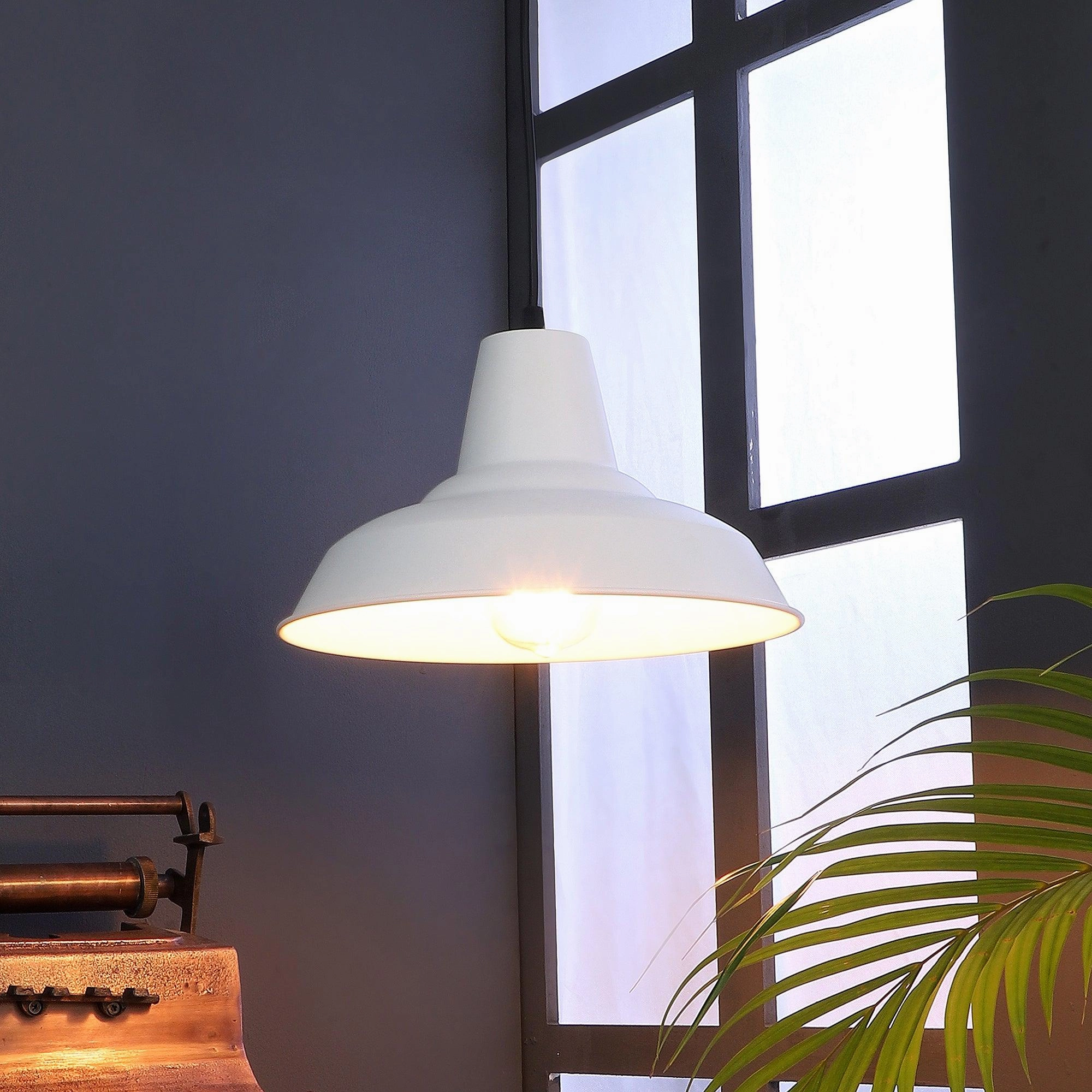 Opi Minimal Pastel White Metal Single Hanging Light by SS Lightings