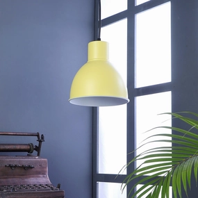 Opi Minimal Pastel Yellow Metal Single Hanging Light by SS Lightings decorative ceiling fixture