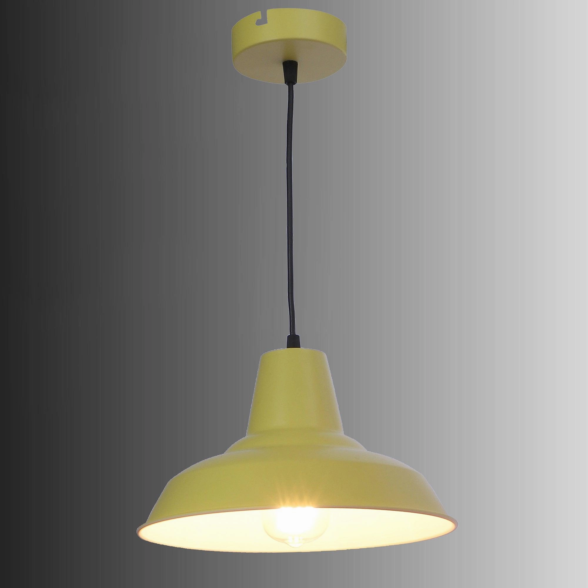 Opi Minimal Pastel Yellow Metal Single Hanging Light by SS Lightings