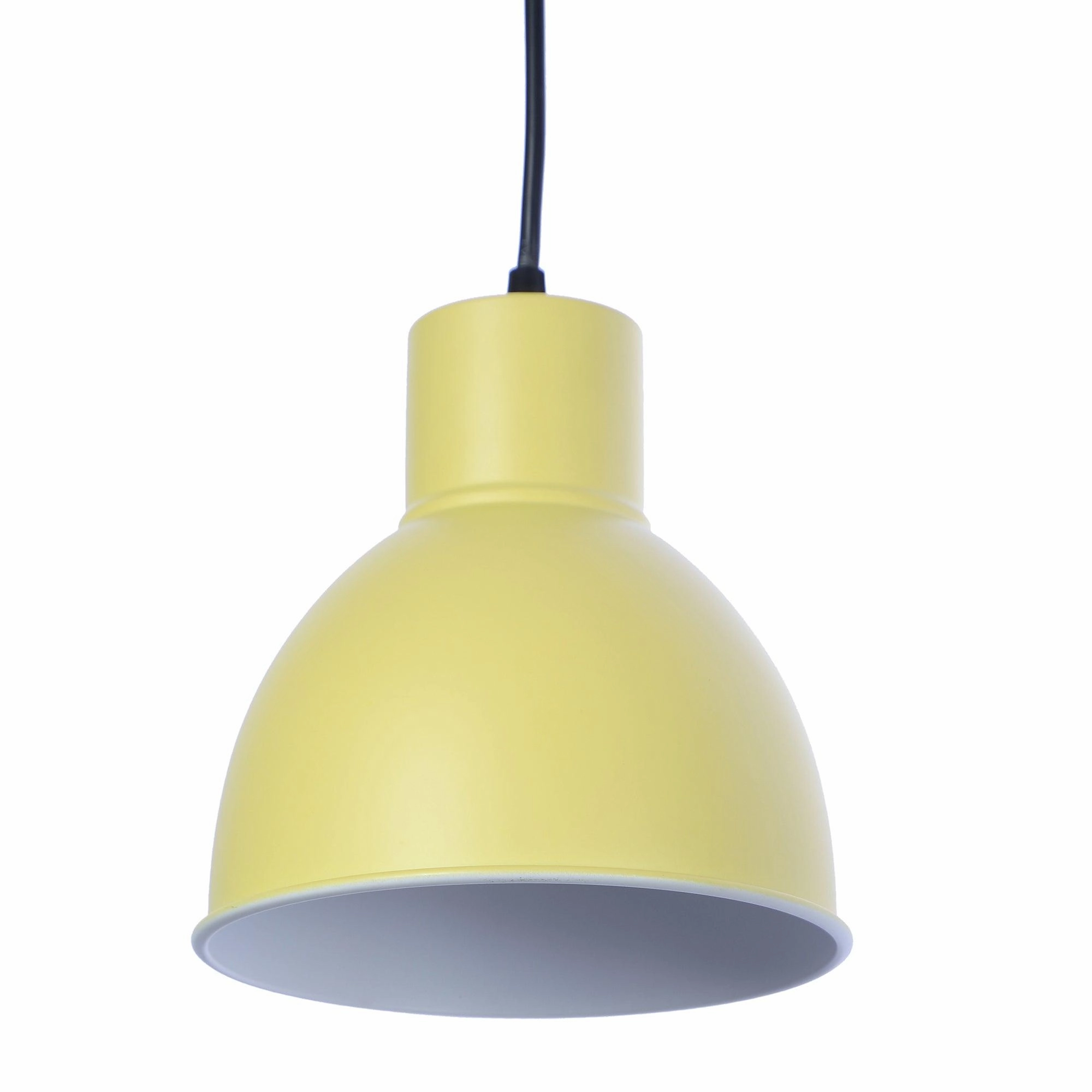 Opi Minimal Pastel Yellow Metal Single Hanging Light by SS Lightings