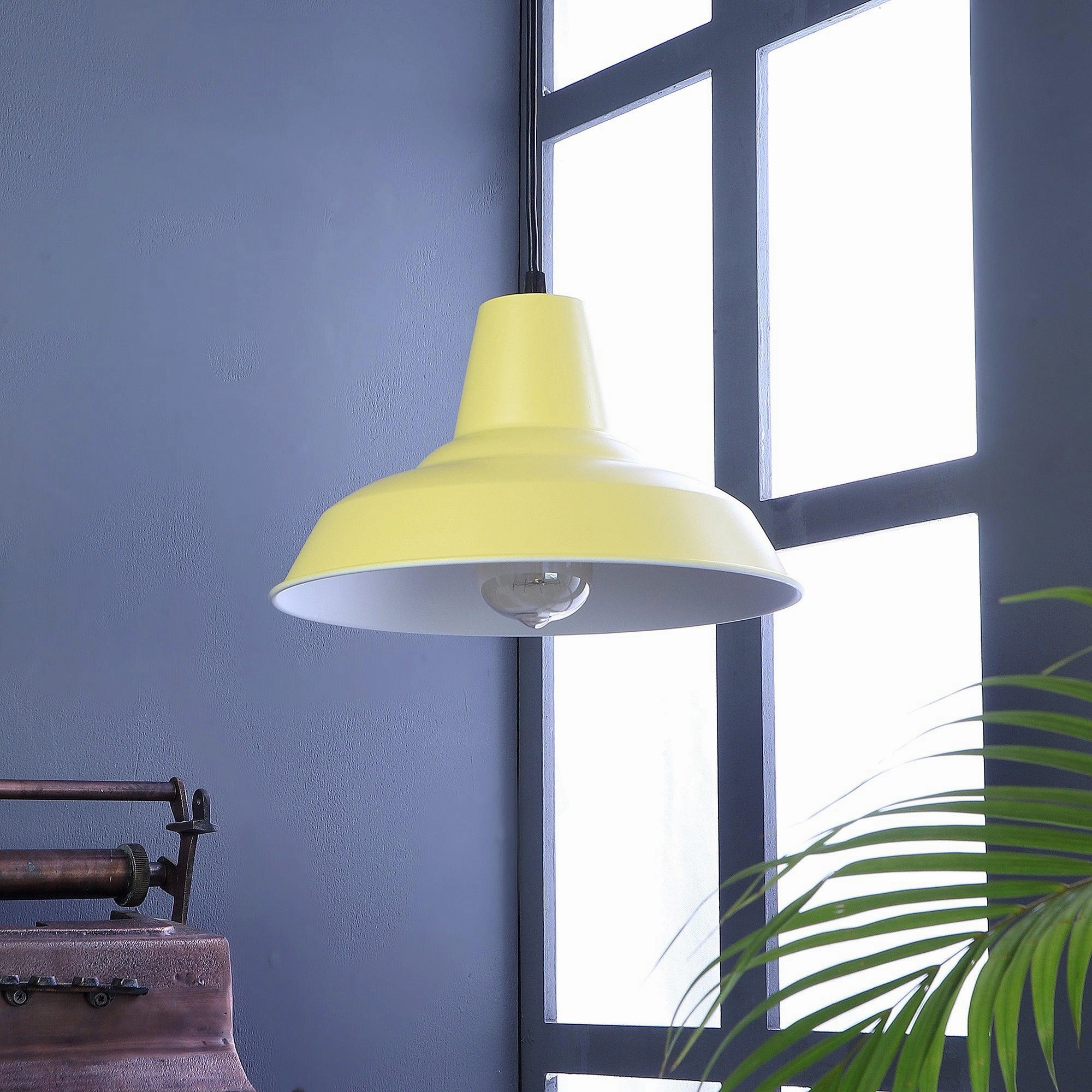 Opi Minimal Pastel Yellow Metal Single Hanging Light by SS Lightings decorative ceiling fixture