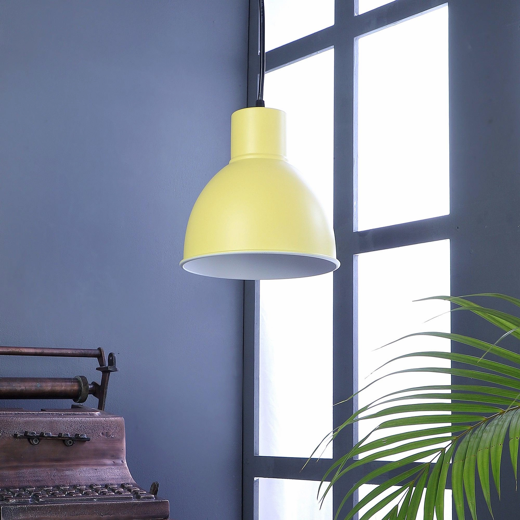Opi Minimal Pastel Yellow Metal Single Hanging Light by SS Lightings decorative ceiling fixture