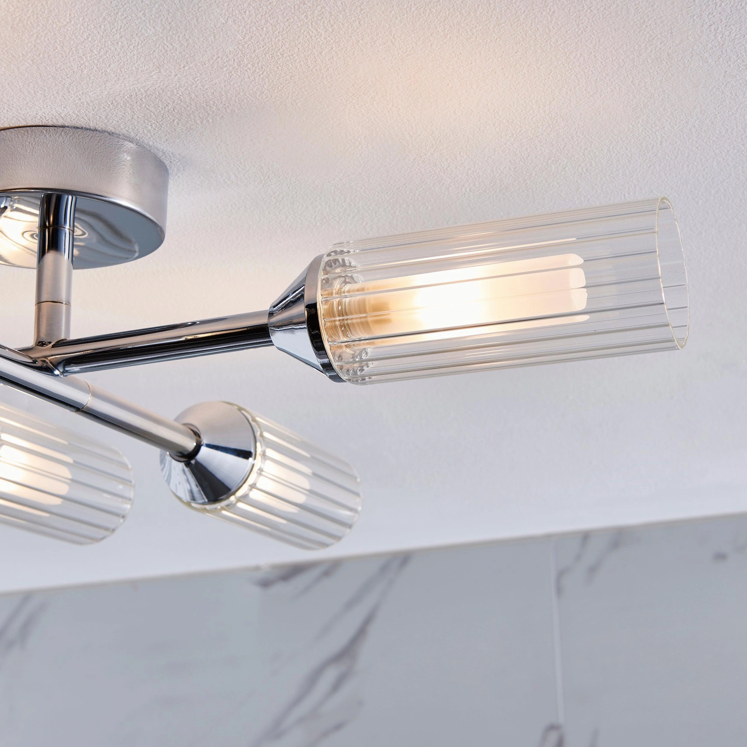 Oundle 6 Light Chrome Bathroom Semi-Flush Ceiling Light