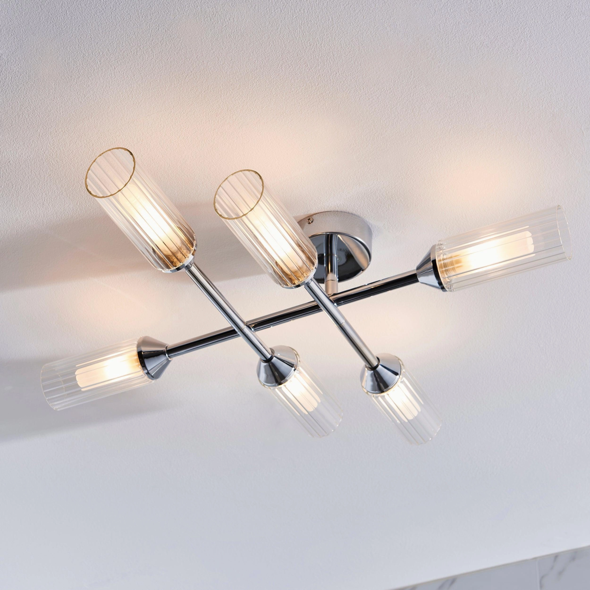 Oundle 6 Light Chrome Bathroom Semi-Flush Ceiling Light