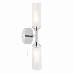 Oundle Chrome Double Bathroom Wall LIght - Pull Cord vintage desk lamp
