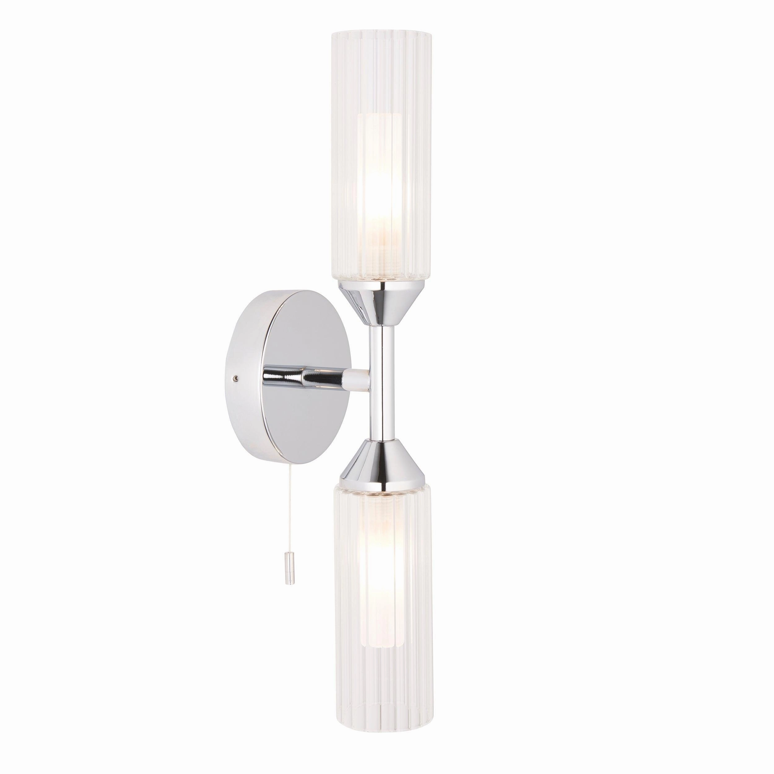 Oundle Chrome Double Bathroom Wall LIght - Pull Cord vintage desk lamp
