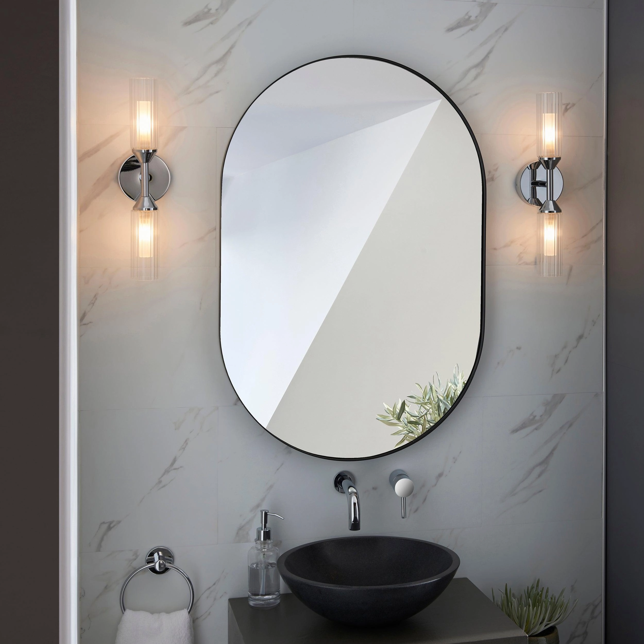 Oundle Chrome Double Bathroom Wall LIght - Pull Cord