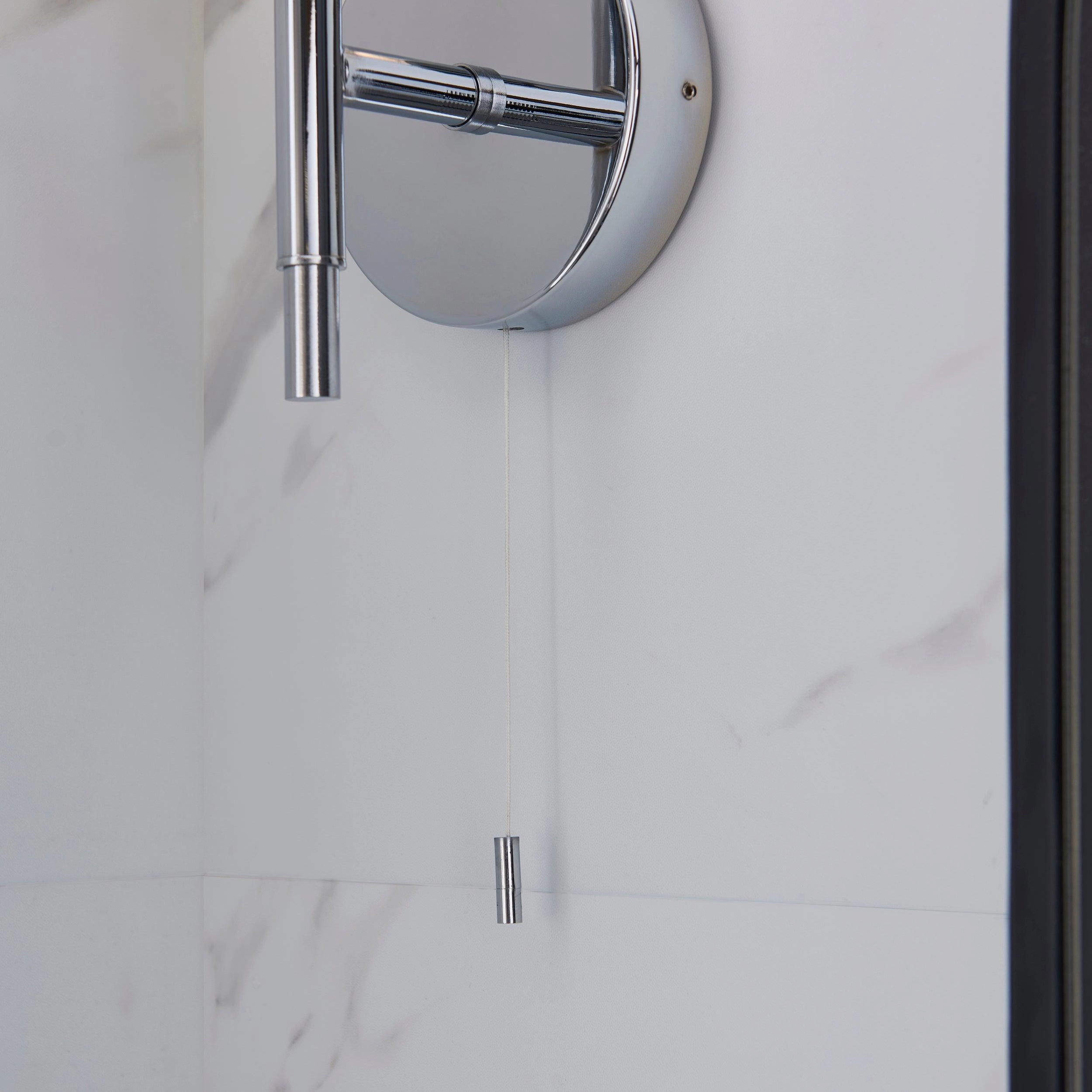 Oundle Single Chrome Bathroom Wall Light - Pull Cord