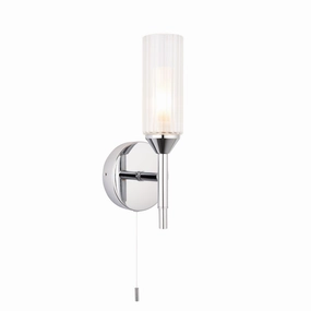 Oundle Single Chrome Bathroom Wall Light - Pull Cord vintage desk lamp