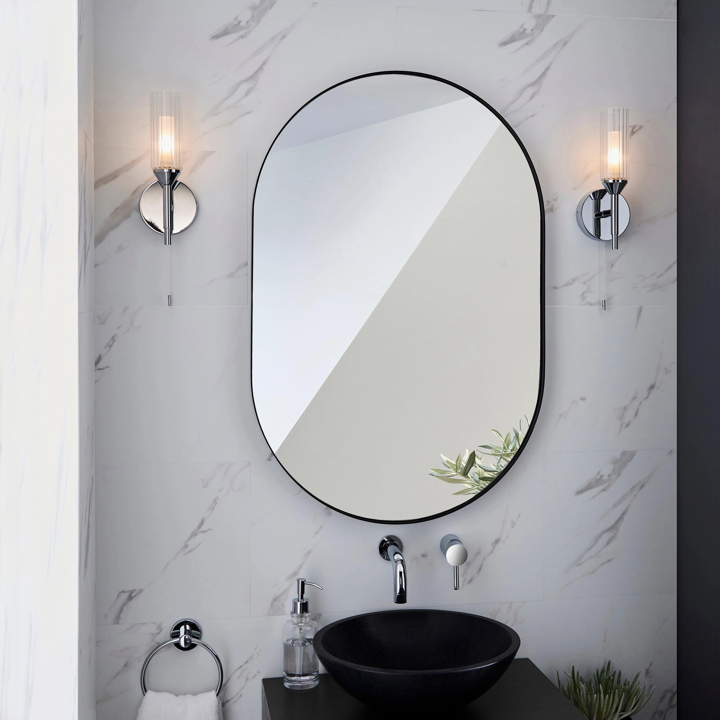 Oundle Single Chrome Bathroom Wall Light - Pull Cord
