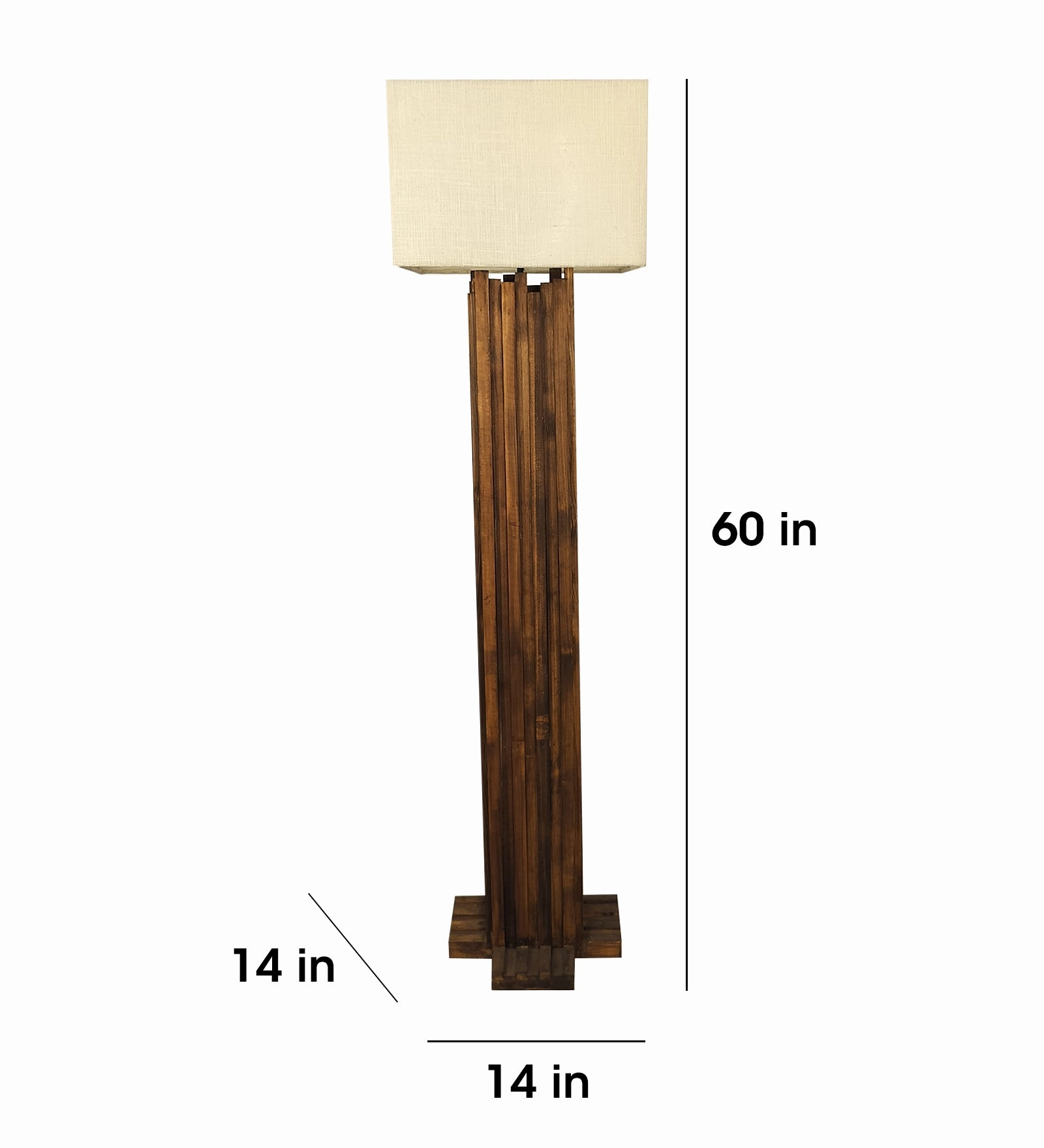 Palisade Wooden Floor Lamp with Premium Beige Fabric Lampshade (BULB NOT INCLUDED)