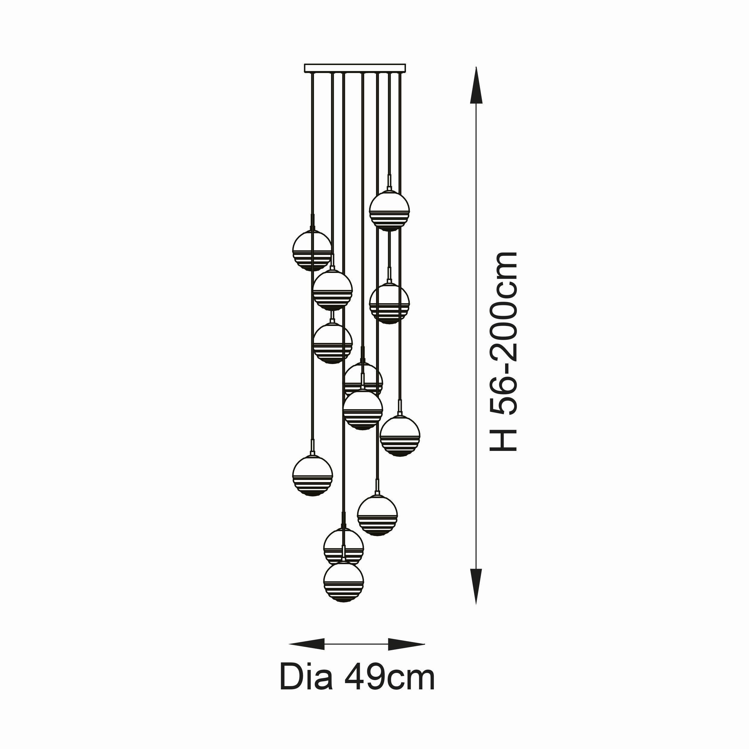 Paloma 12 Light Metallic Cluster Ceiling Pendant