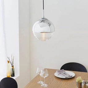 Paloma 1 Light Chrome & Clear Ribbed Glass Ceiling Pendant - Open Box sleek LED ceiling lamp