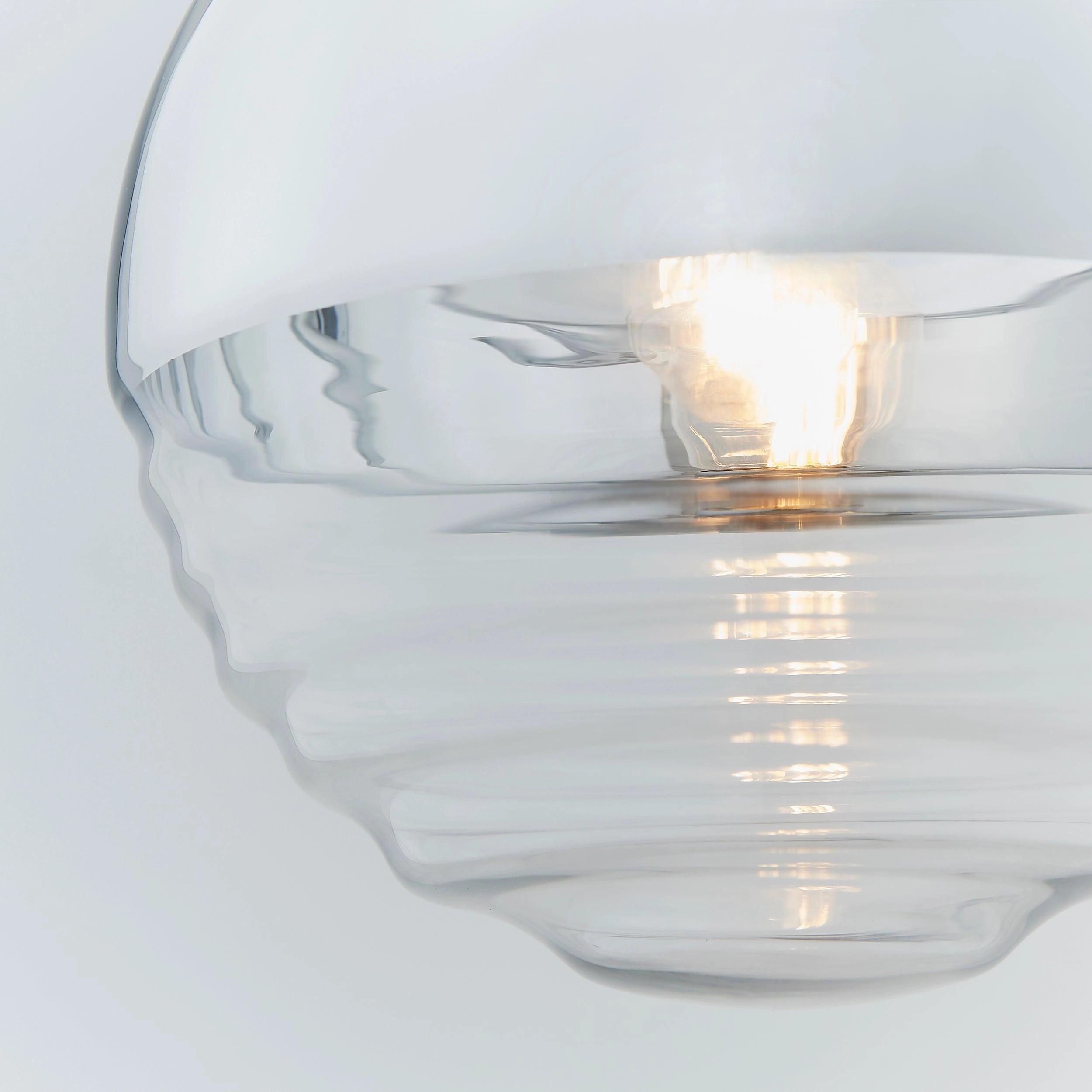 Paloma 1 Light Chrome & Clear Ribbed Glass Ceiling Pendant - Open Box