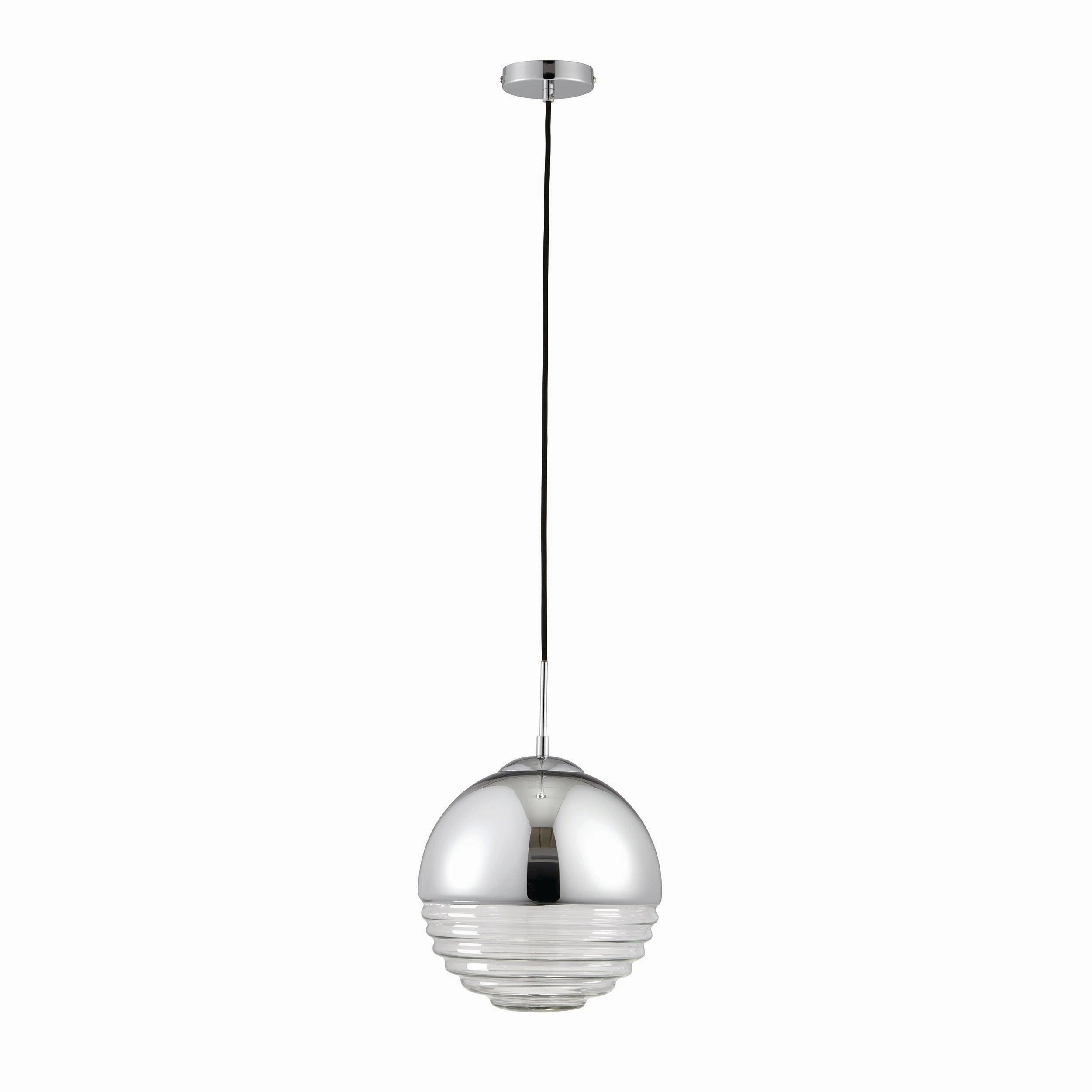 Paloma 1 Light Chrome & Clear Ribbed Glass Ceiling Pendant - Open Box