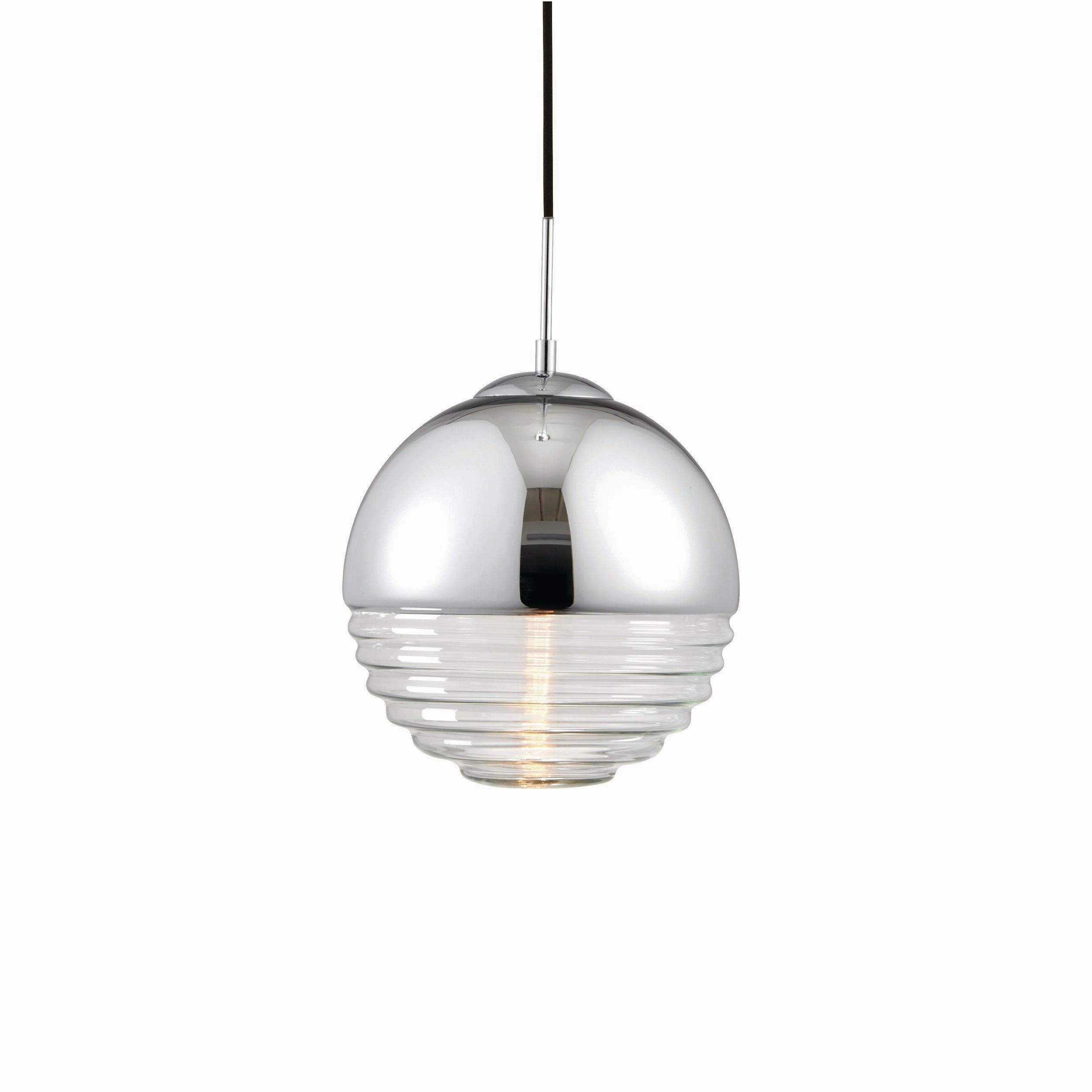 Paloma 1 Light Chrome & Clear Ribbed Glass Ceiling Pendant - Open Box