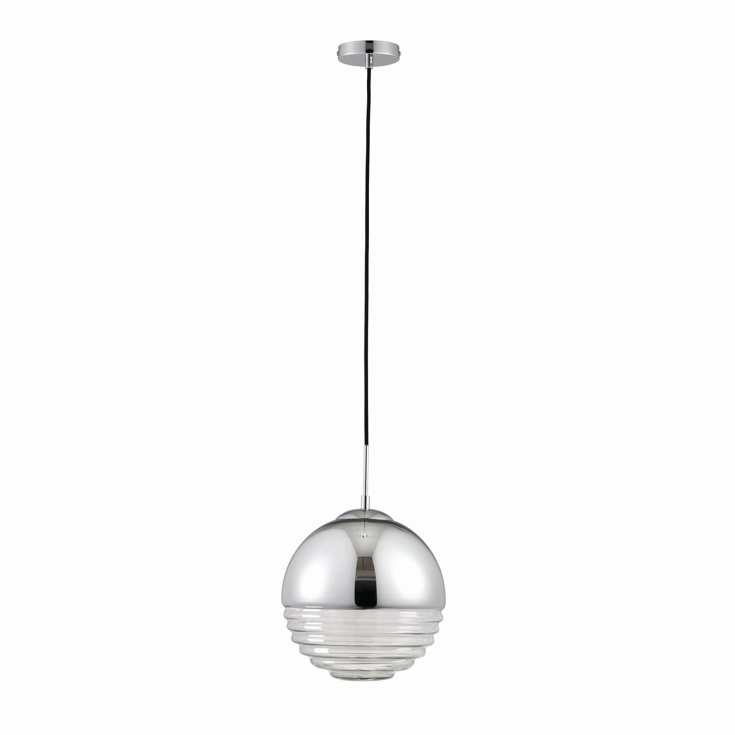 Paloma 1 Light Chrome & Clear Ribbed Glass Ceiling Pendant - Open Box