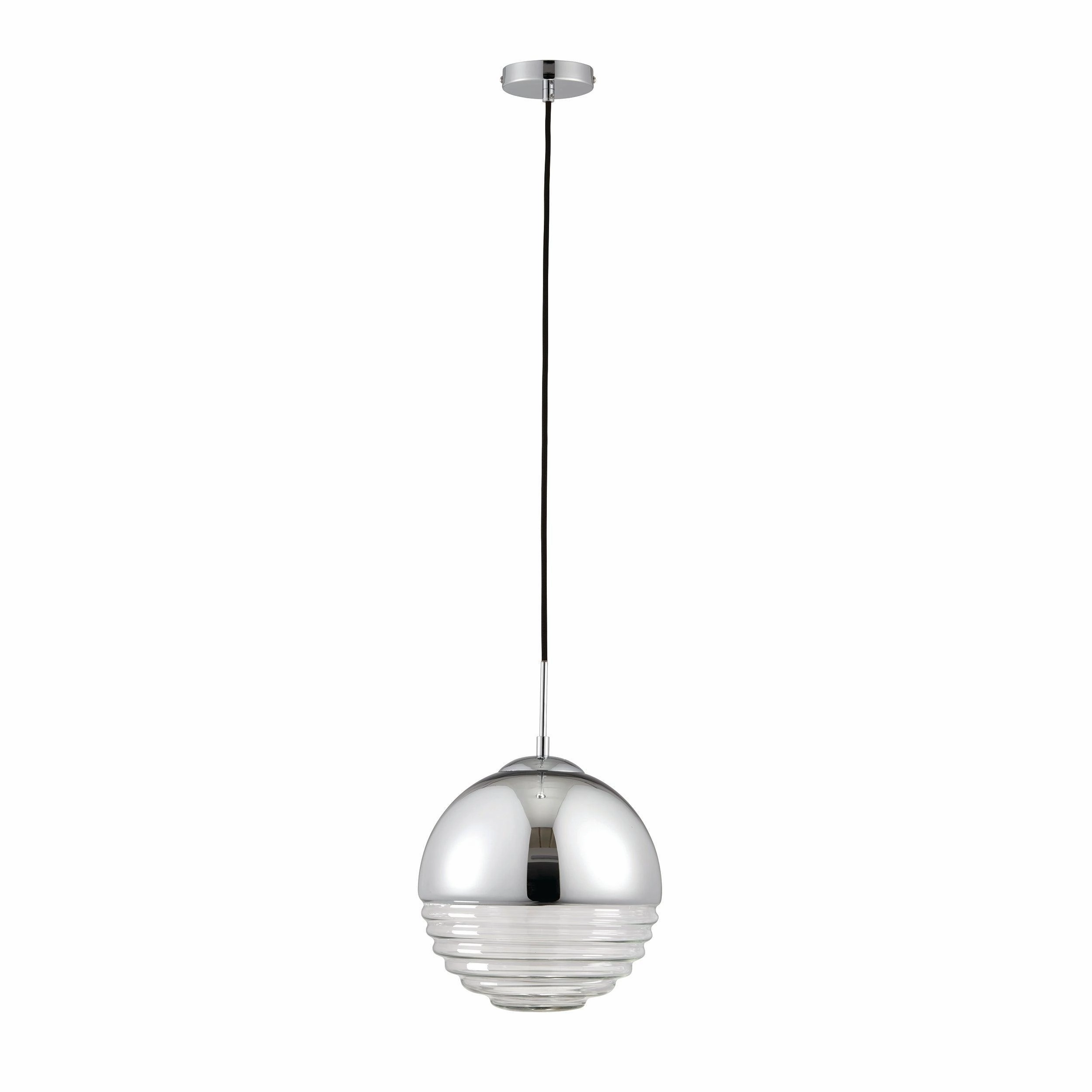 Paloma 1 Light Chrome & Clear Ribbed Glass Ceiling Pendant - Open Box