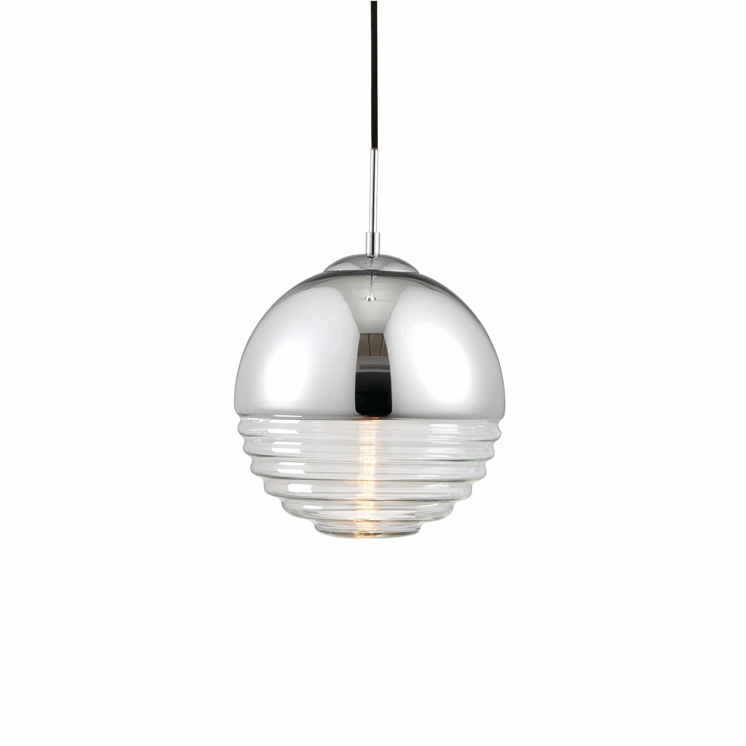 Paloma 1 Light Chrome & Clear Ribbed Glass Ceiling Pendant - Open Box