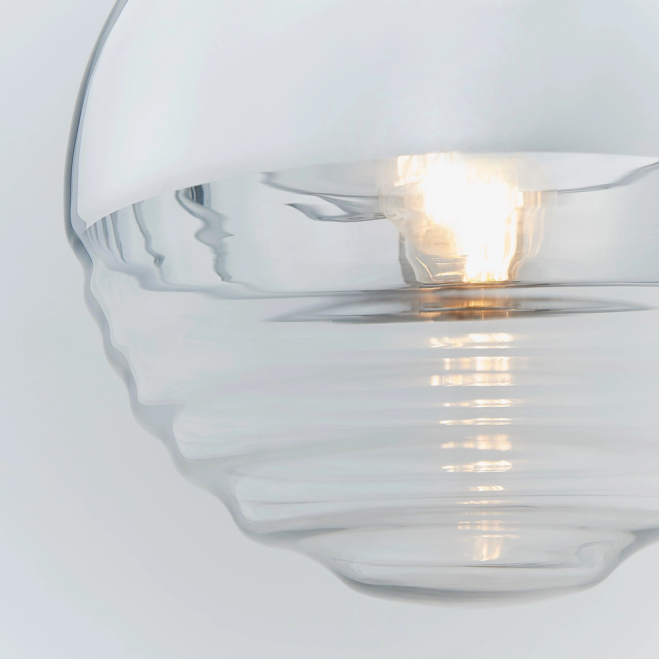 Paloma 1 Light Chrome & Clear Ribbed Glass Ceiling Pendant - Open Box