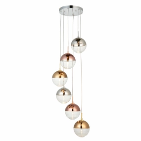 Paloma 6 Light Chrome & Metallic Cluster Ceiling Pendant white ceiling lamp