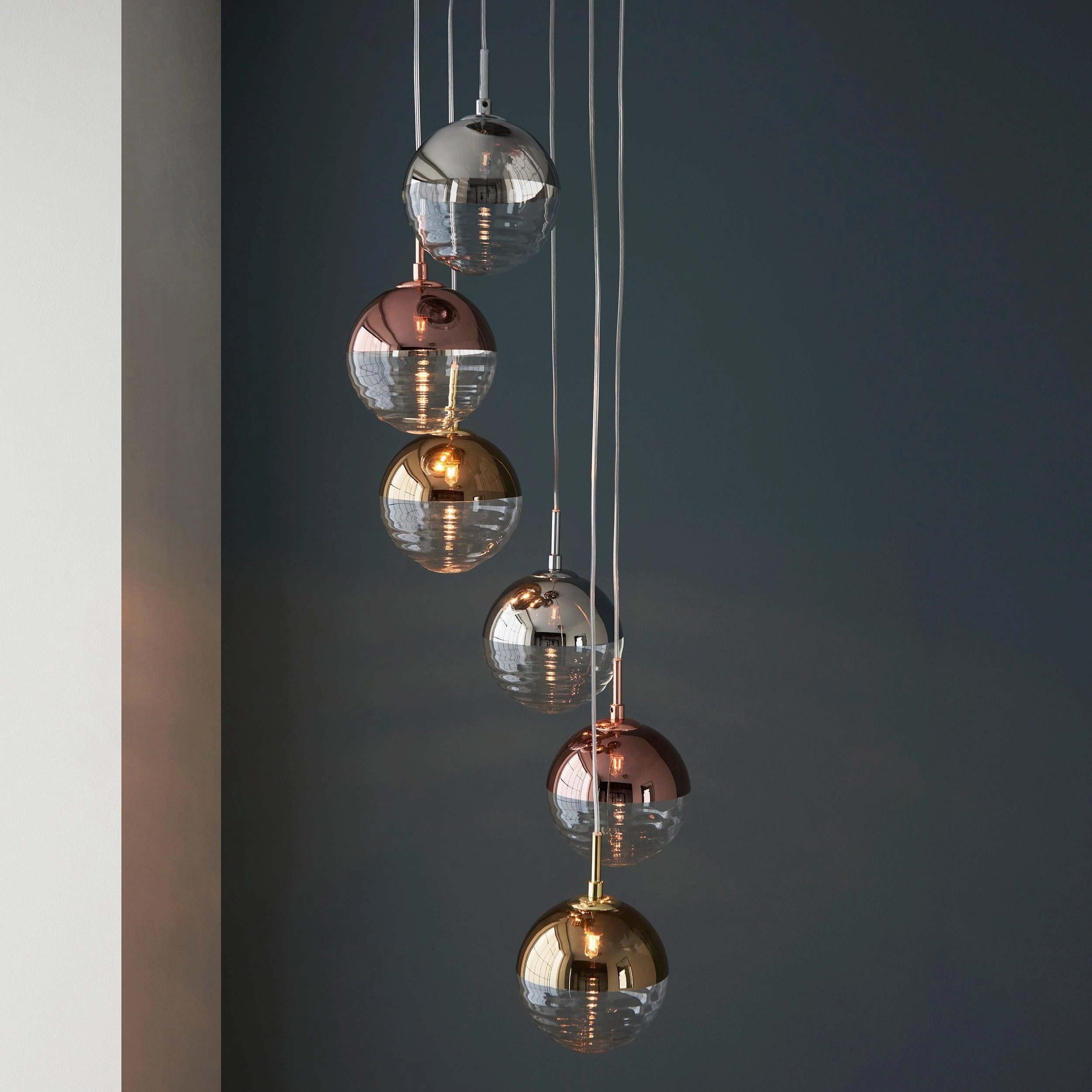 Paloma 6 Light Chrome & Metallic Cluster Ceiling Pendant
