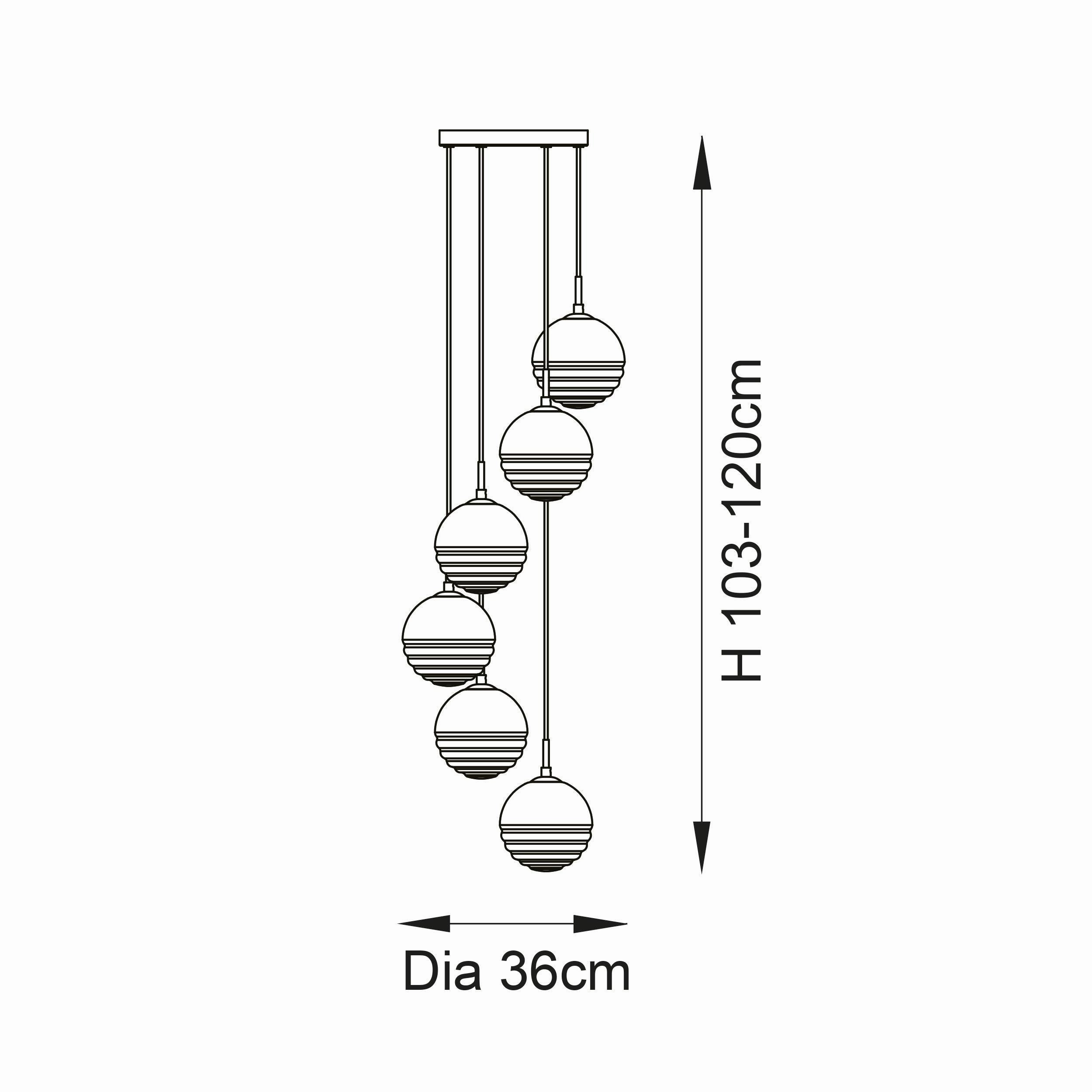 Paloma 6 Light Chrome & Metallic Cluster Ceiling Pendant
