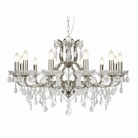 Paris 12 Light Silver/Crystal French Style Chandelier white ceiling lamp