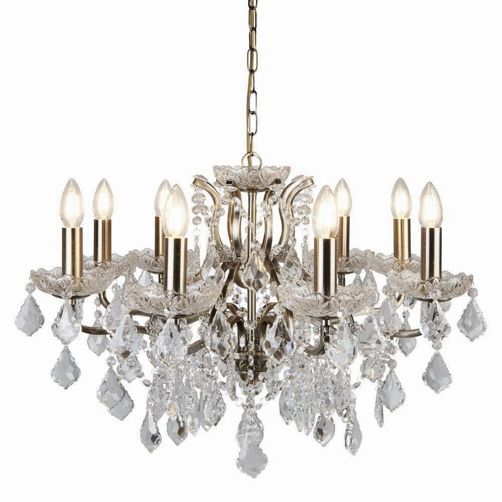 Paris 8 Light Brass/Crystal French Style Chandelier white ceiling lamp