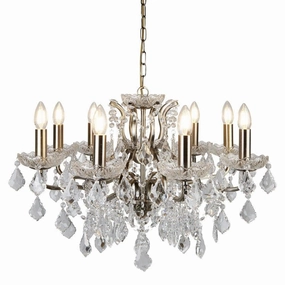 Paris 8 Light Brass/Crystal French Style Chandelier white ceiling lamp