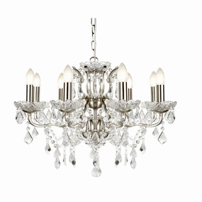 Paris 8 Light Silver/Crystal French Style Chandelier soft glow ceiling light