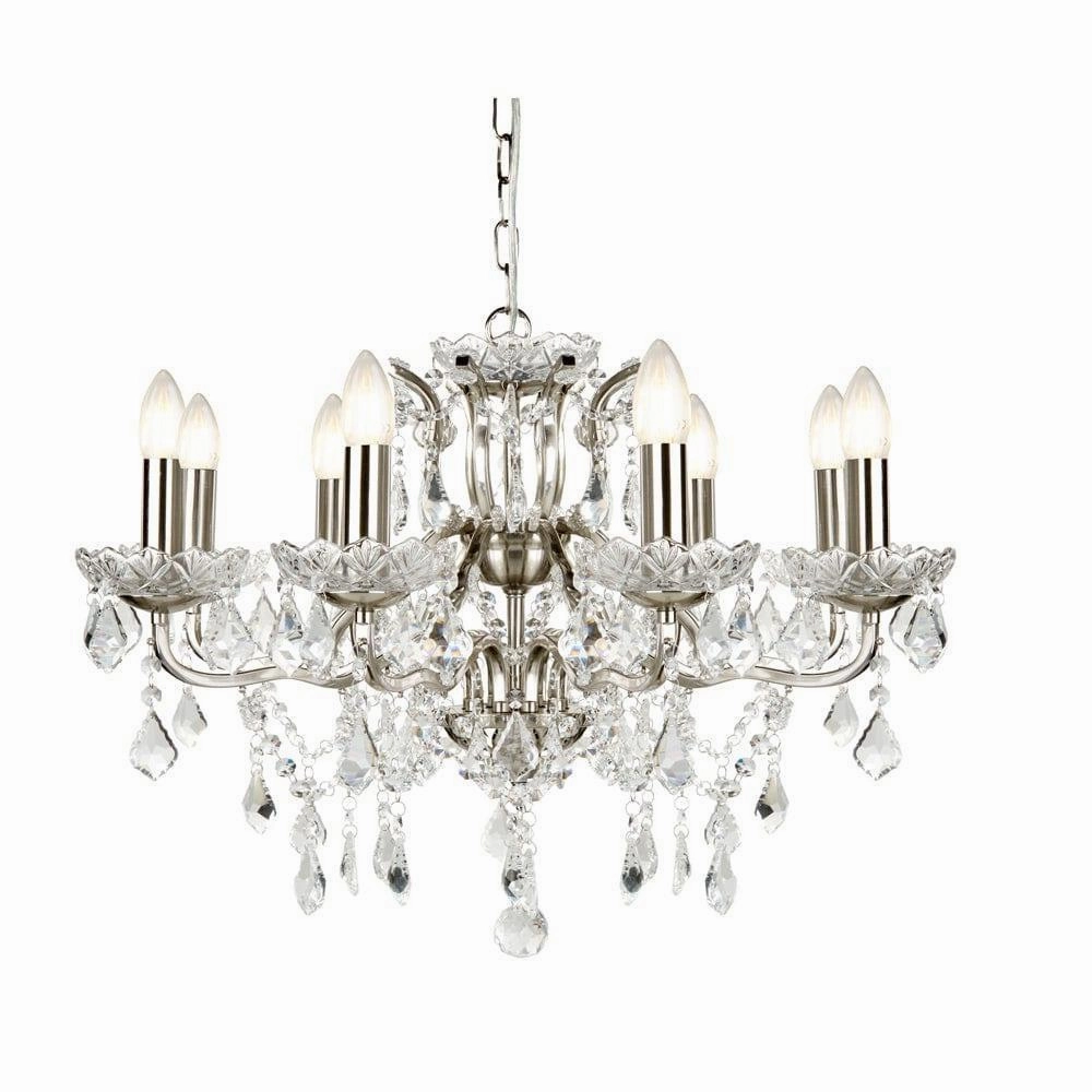 Paris 8 Light Silver/Crystal French Style Chandelier soft glow ceiling light
