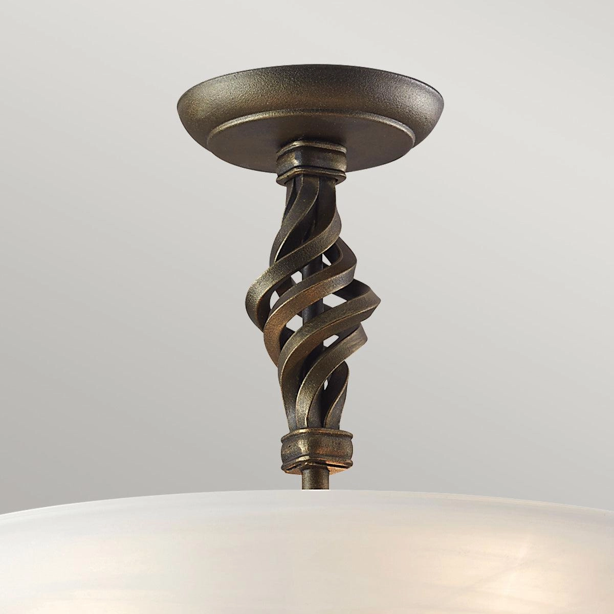 Pembroke 3 Light Semi-Flush Black/Gold Ceiling Light