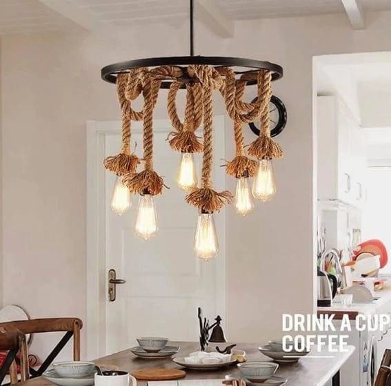 Pendant Hamp Rope Edison Hanging Lights