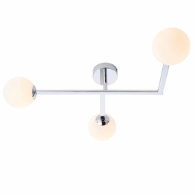 Pendle Chrome 3 Light Bathroom Semi Flush - Opal Shades ambient ceiling fixture
