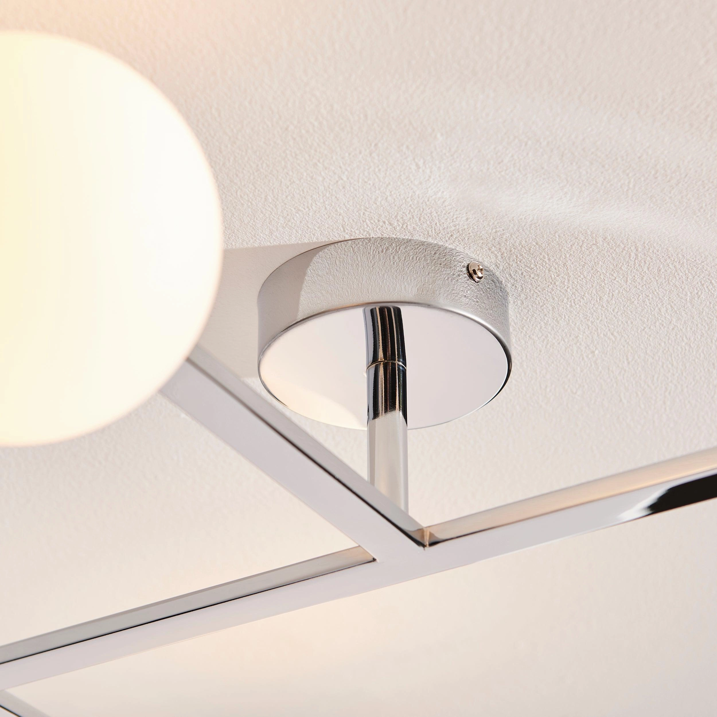 Pendle Chrome 3 Light Bathroom Semi Flush - Opal Shades
