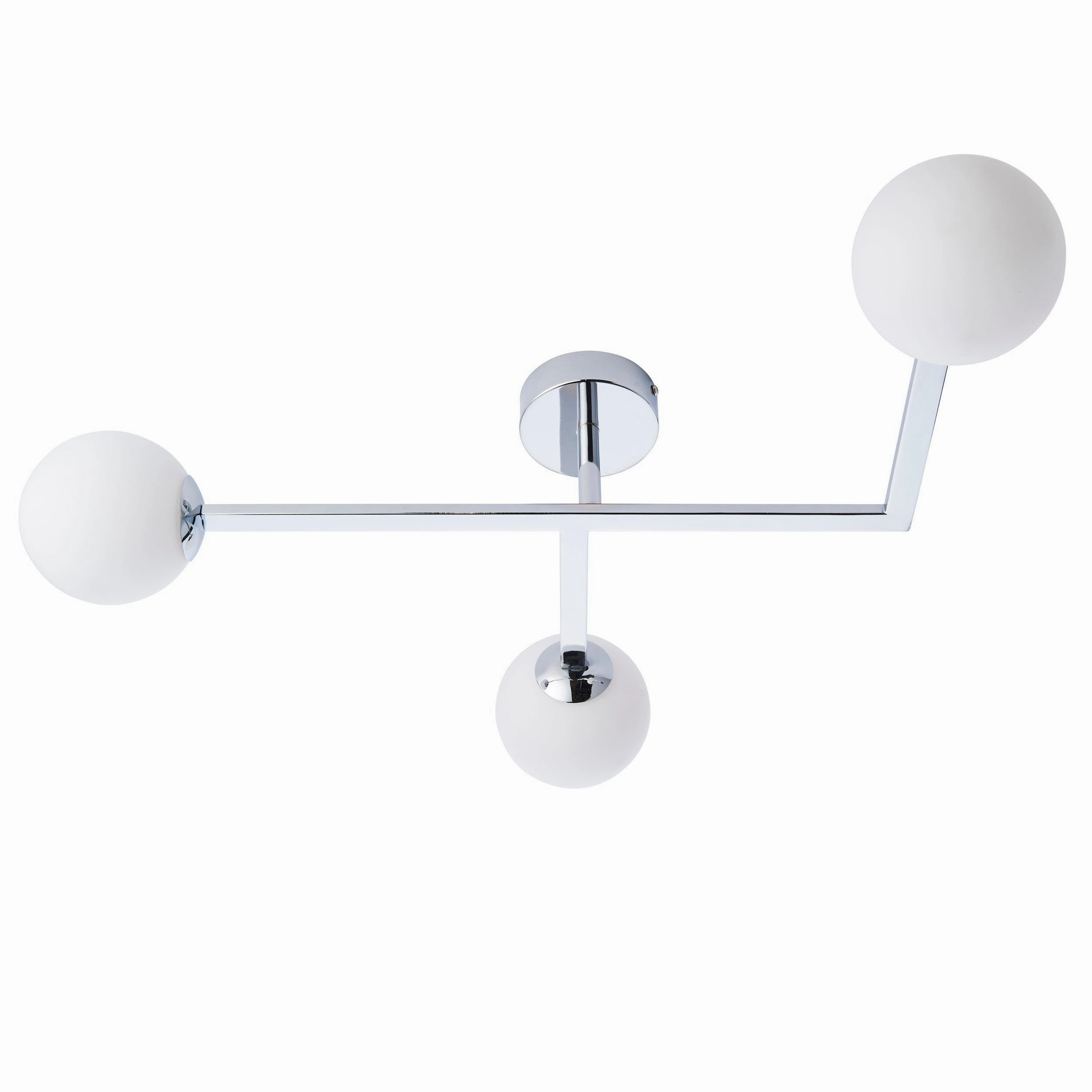 Pendle Chrome 3 Light Bathroom Semi Flush - Opal Shades