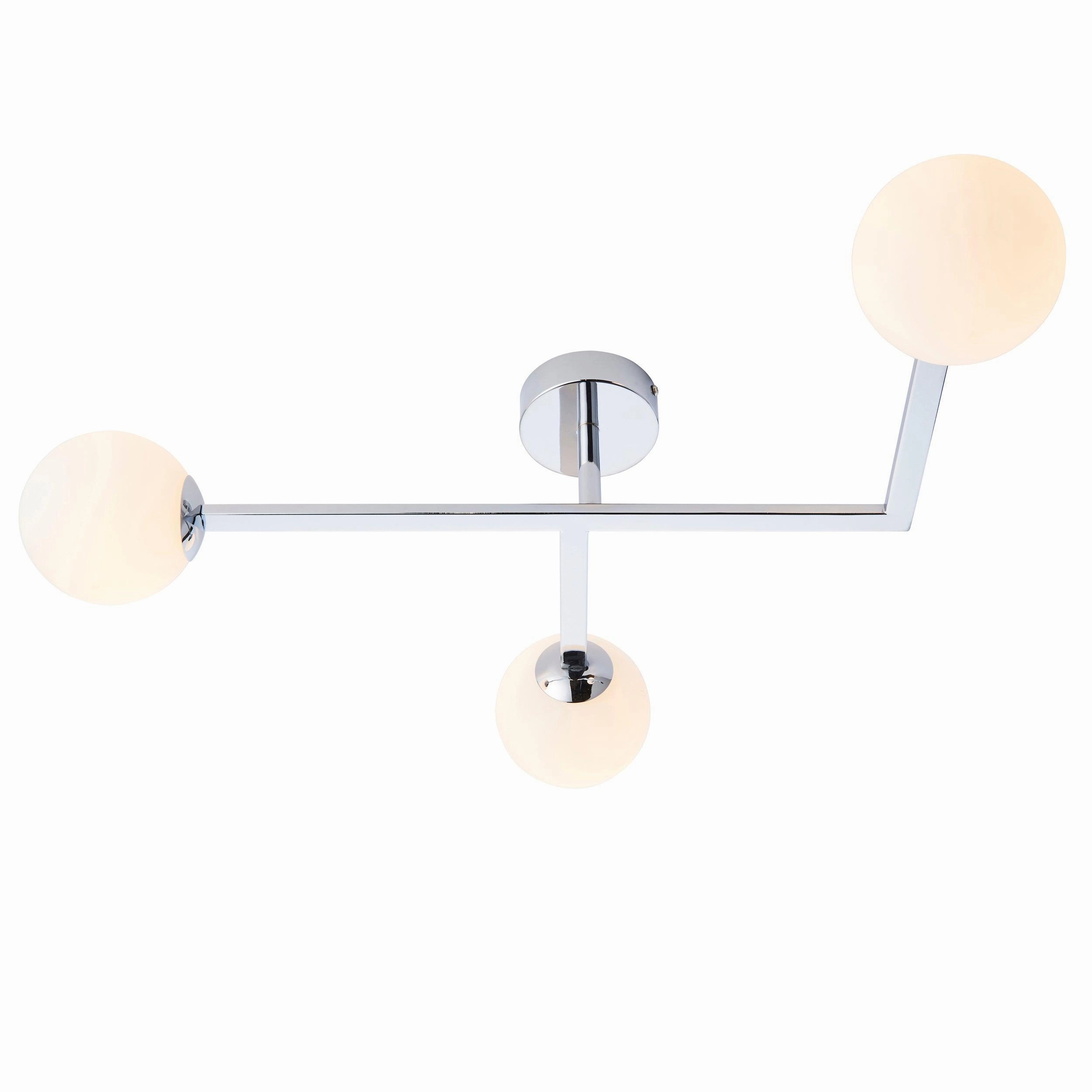 Pendle Chrome 3 Light Bathroom Semi Flush - Opal Shades ambient ceiling fixture