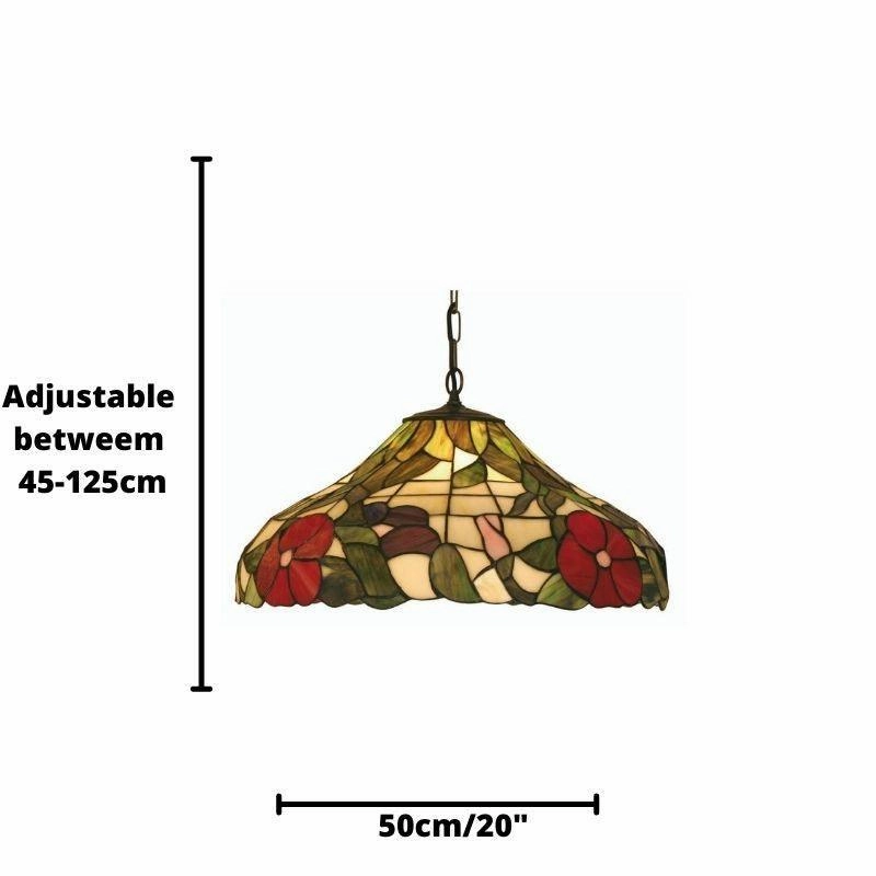 Peonies Large Tiffany Ceiling Light, single bulb fitting - Open Box