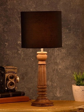 Pillar Brown Lamp with Black Cotton Shade decorative ceiling fixture