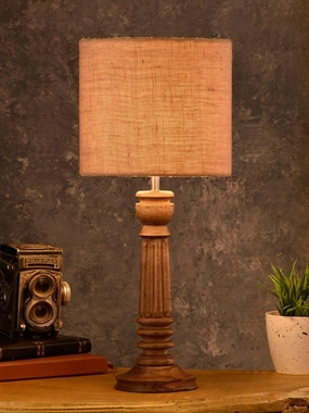 Pillar Brown Lamp with Brown Jute Shade decorative ceiling fixture