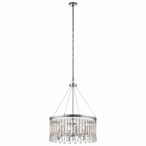 Piper 6 Light Polished Chrome Chandelier or Pendant sleek LED ceiling lamp