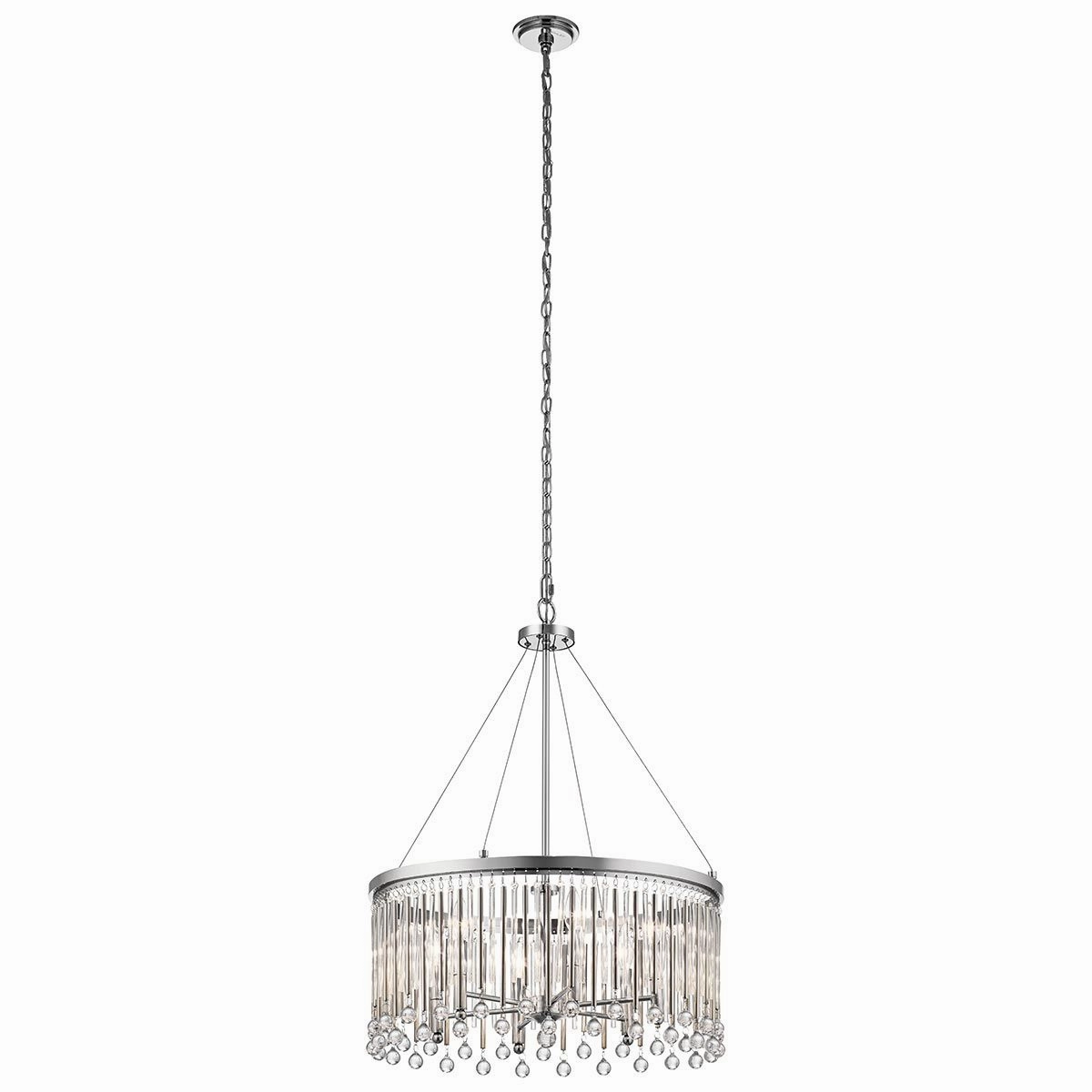 Piper 6 Light Polished Chrome Chandelier or Pendant flush mount ceiling fixture