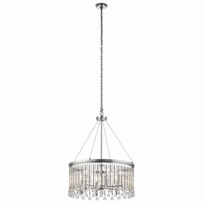 Piper 6 Light Polished Chrome Chandelier or Pendant flush mount ceiling fixture