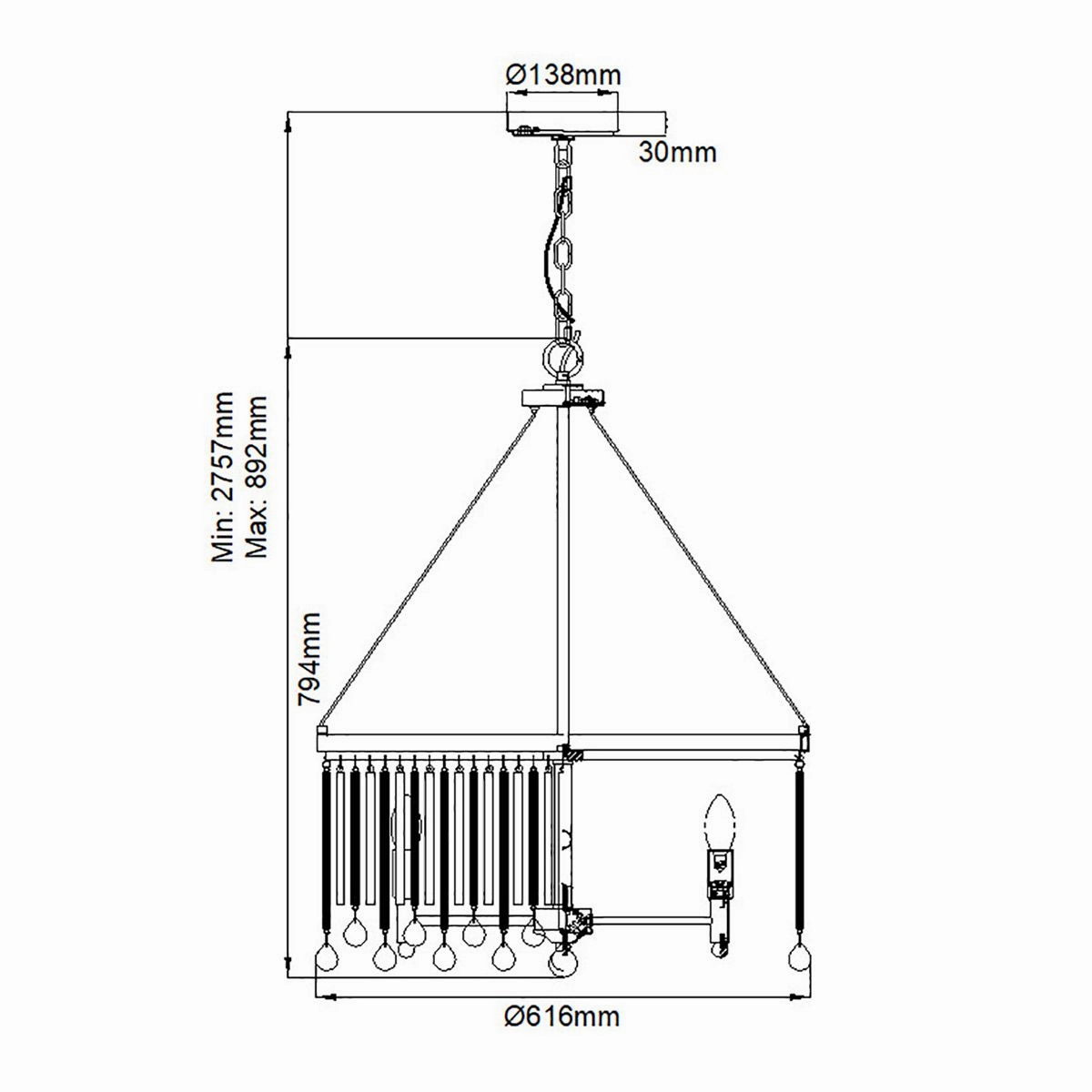 Piper 6 Light Polished Chrome Chandelier or Pendant