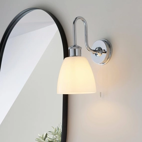 Piper Chrome Bathroom Wall Light With Opal Glass Shade vintage desk lamp
