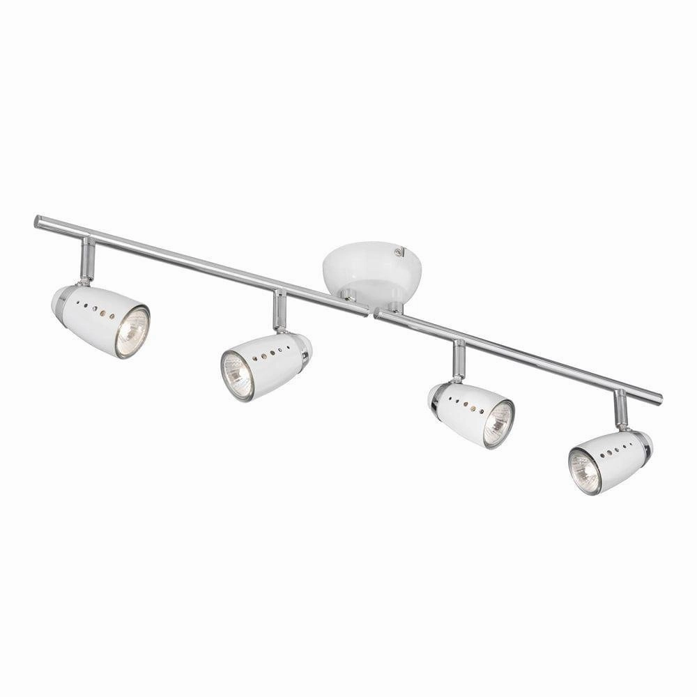 Pluto 4 Light Split Bar White/Chrome Adjustable Spotlights tall arc lamp for living room